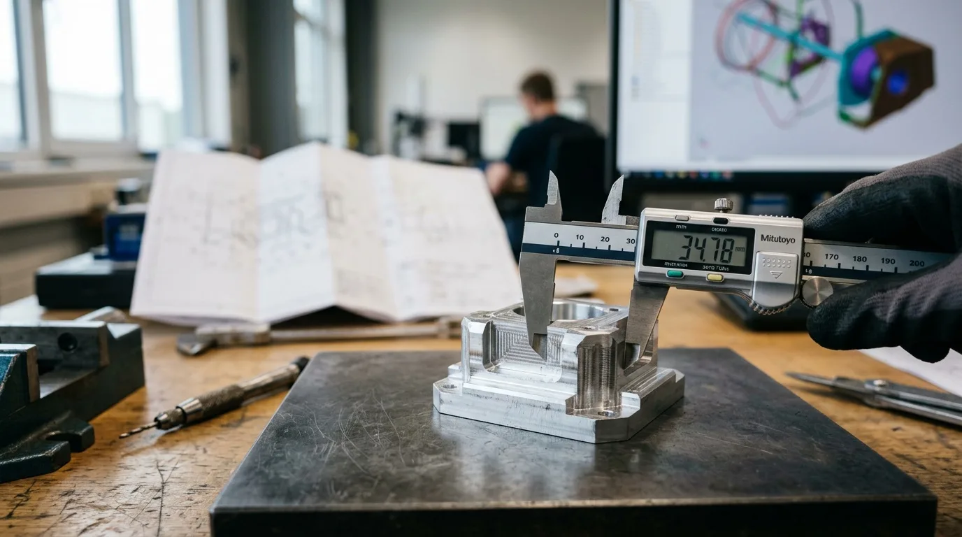 Konstrukteur am CAD-Arbeitsplatz mit zwei Monitoren, im Vordergrund eine aufgeklappte Baugruppenstruktur mit vielen Ebenen